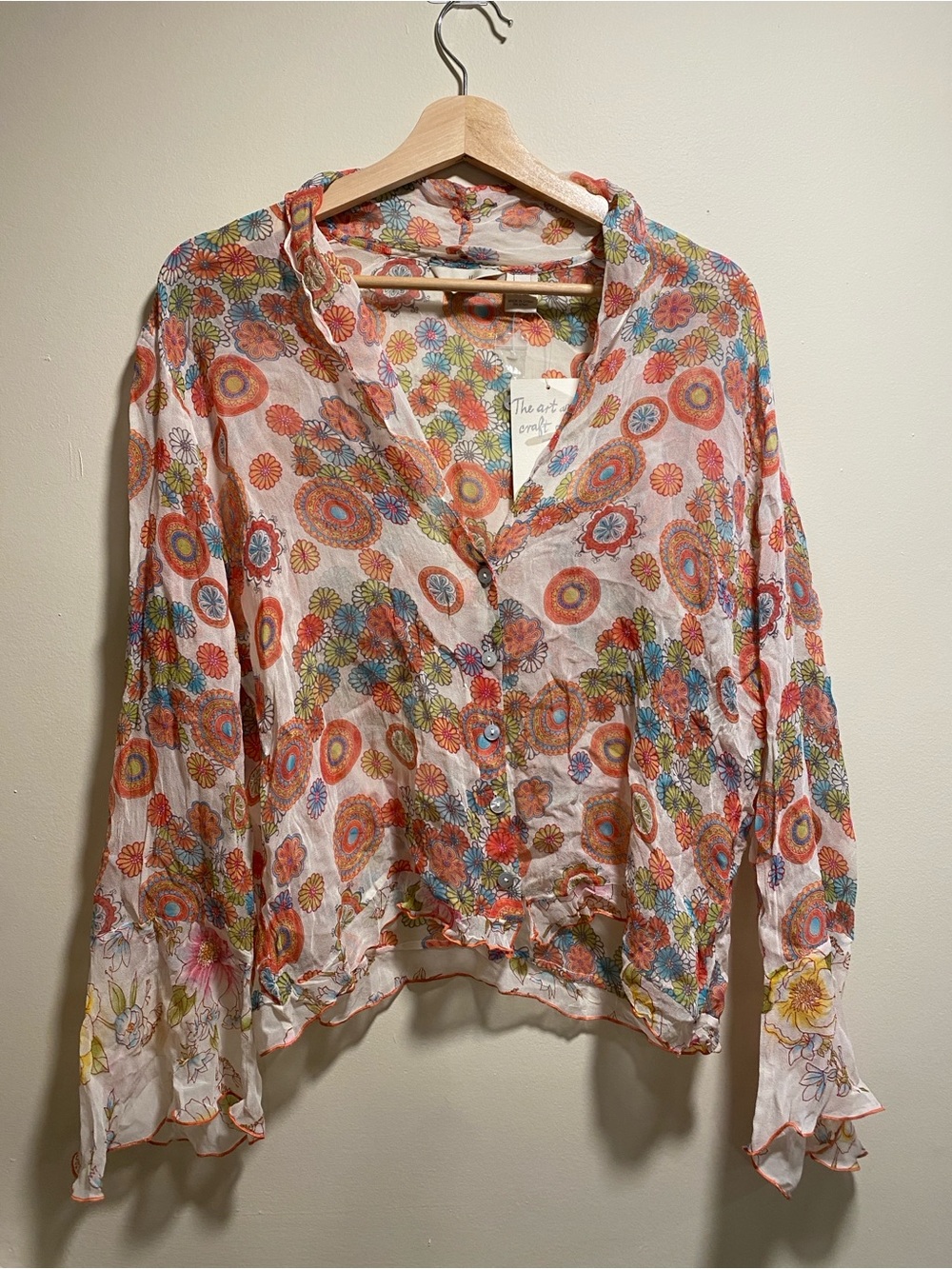 NWT Vintage J. Jill Floral Blouse Size Large 100% Silk